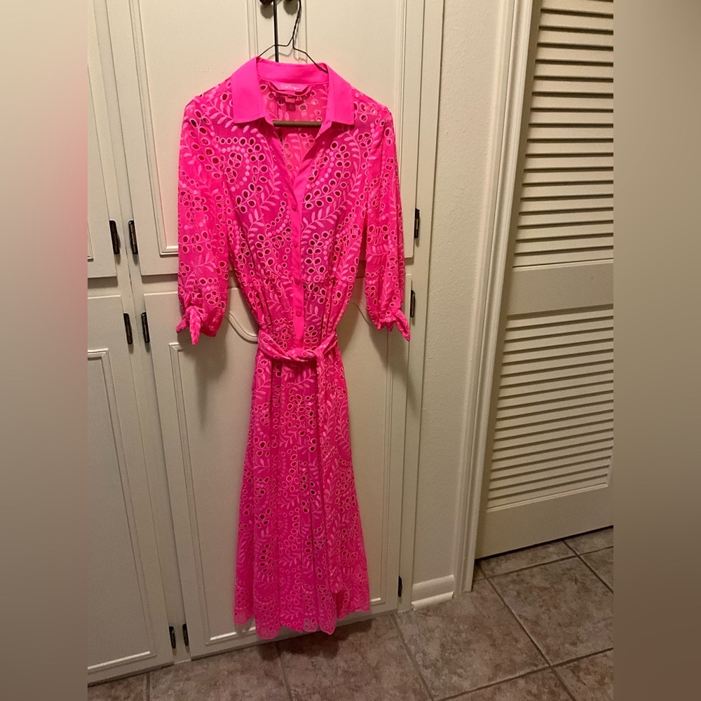 Lily Pulitzer Amrita Midi Maxi Pink Isle Eyelet Dress
